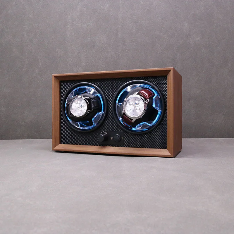 Uhren beweger Holz uhr-Gerät doppelte Uhren position mechanische Uhren box Kohle faser Leder elektrische Wicklung Uhren box