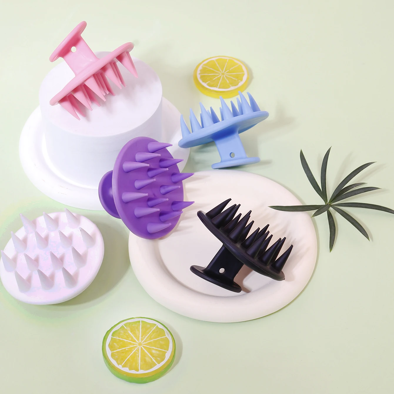 1/4/5 Stück feste Silikon-Haar-Kopfhaut-Massagegerät-Shampoo-Bürste, für Haarwachstum, Schuppen, juckende, schuppige Kopfhaut, speziell für Echthaar-Perücken Image