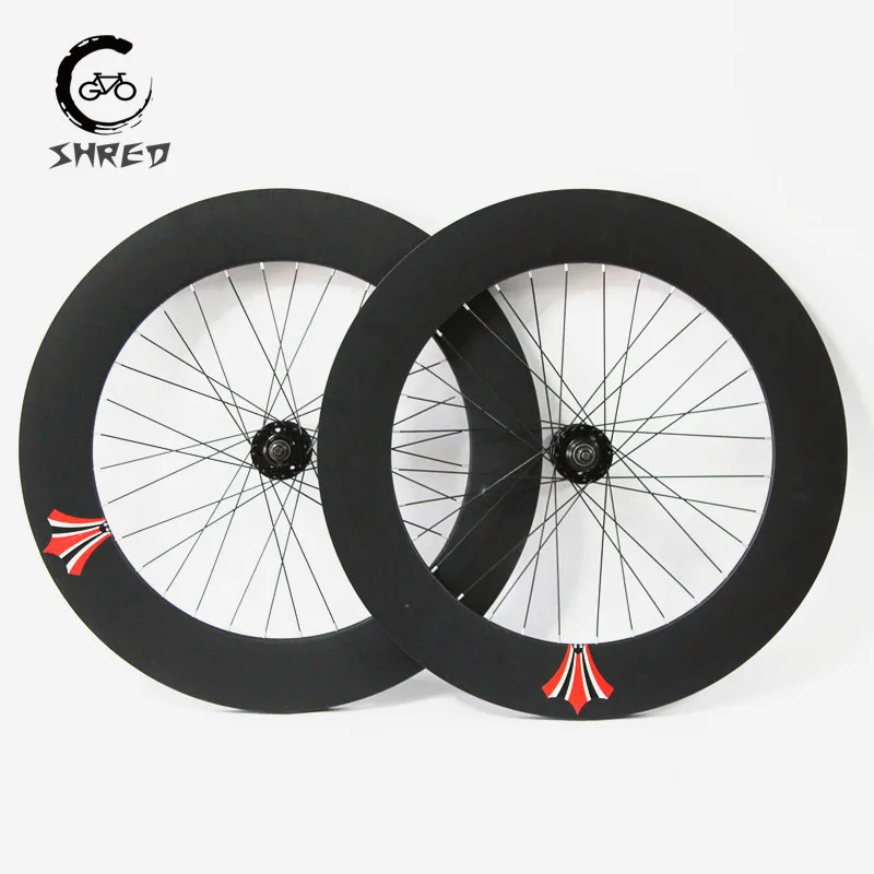 700C 90MM Fixed Gear Fahrradräder Aluminiumlegierung Fixie TRACK Laufradsatz Single Speed Fahrradteile Rennrad mit 32H Lagernabe Image