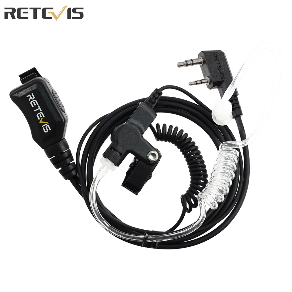 Walkie Talkie 2 Pin Ohrhörer PTT MIC Covert Acoustic Tube Headest 180 ° PU-Schlauch für Kenwood BaoFeng UV 5R für Quansheng UV K5 K6 Image
