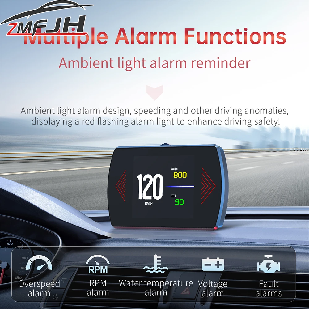 Auto Head Up Display OBD Für HUD RPM Wasser Temp Voltmeter Smart Tacho Bordcomputer Digitale Geschwindigkeit Meter LCD Gauge Image