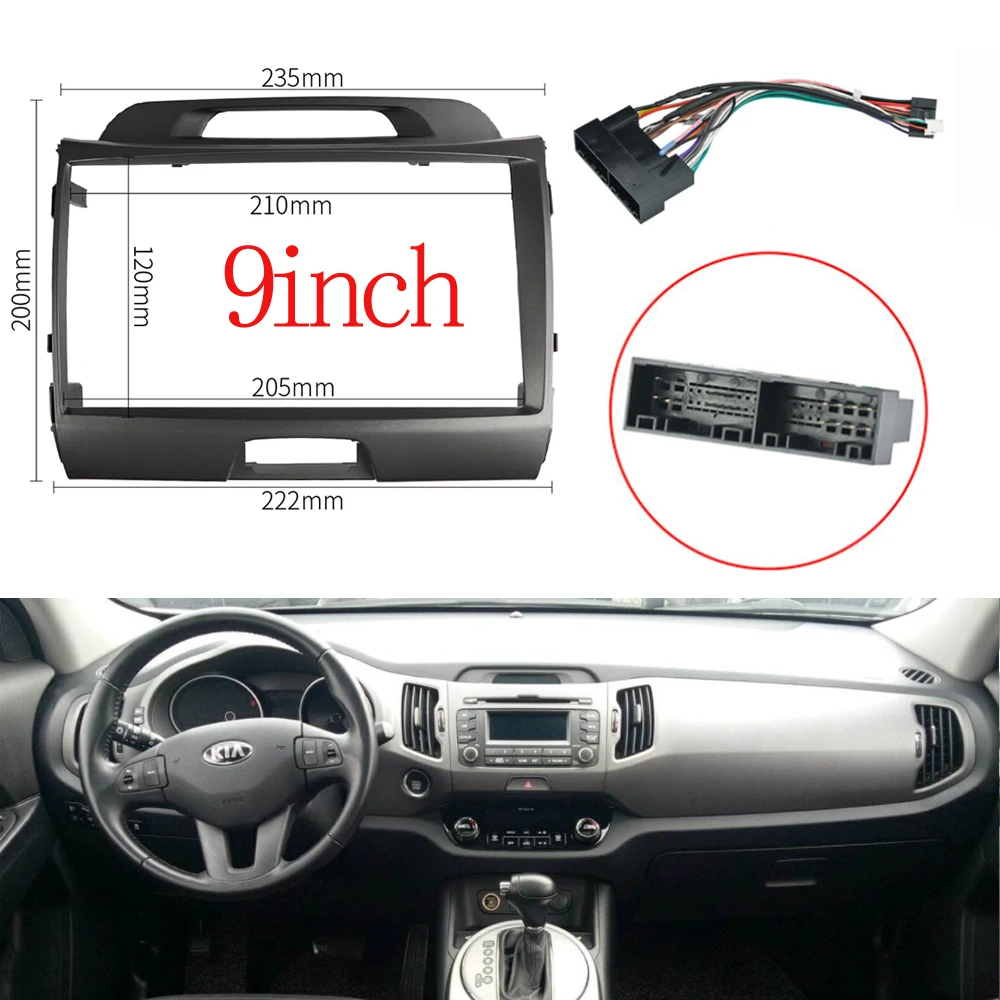9-Zoll-Autoradio-Blende für Kia Sportage 2015-2017 Stereo-Panel-Dash-Installation skit Double Din Frame GPS DVD-Lünette Image