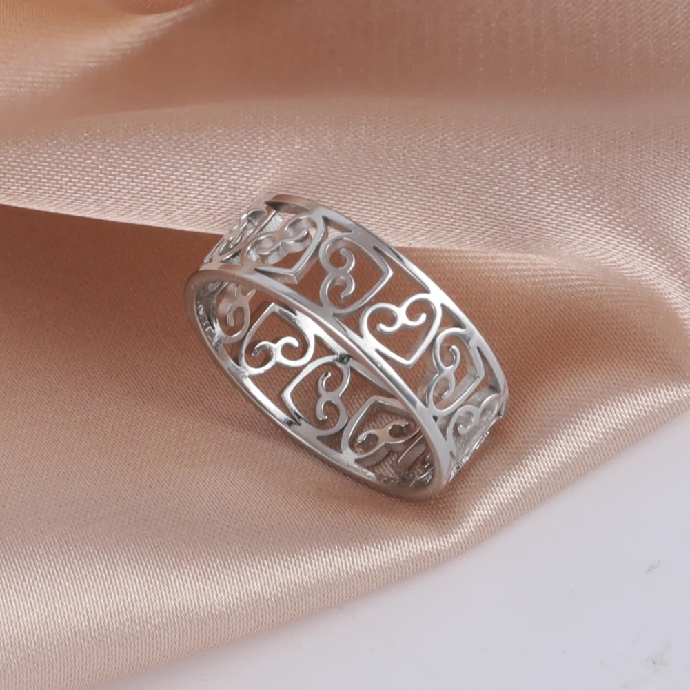 Cazador niedlichen hohlen herzen ausschnitt paar ringe edelstahl verlobung sring goldfarbe hochzeits schmuck minimalisti scher muttertag Image
