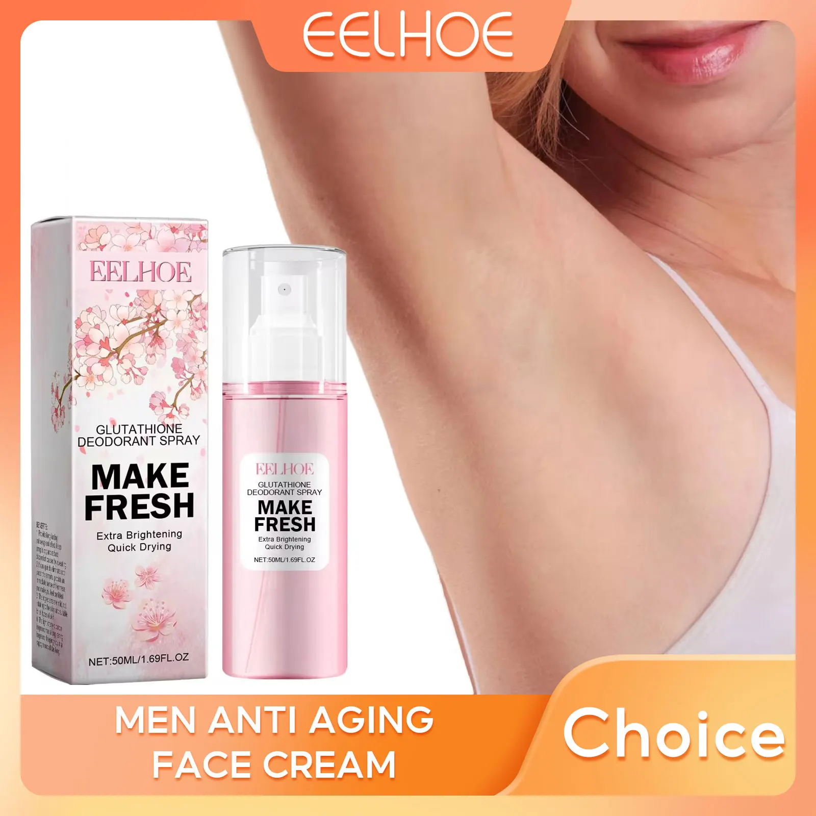 Sakura Körperspray, Körpergeruchsentferner, Achselhöhlengeruchsspray, Schweißgeruchskontrolle, langanhaltender Duft, Achsel-Deodorant-Spray, 50 ml Image