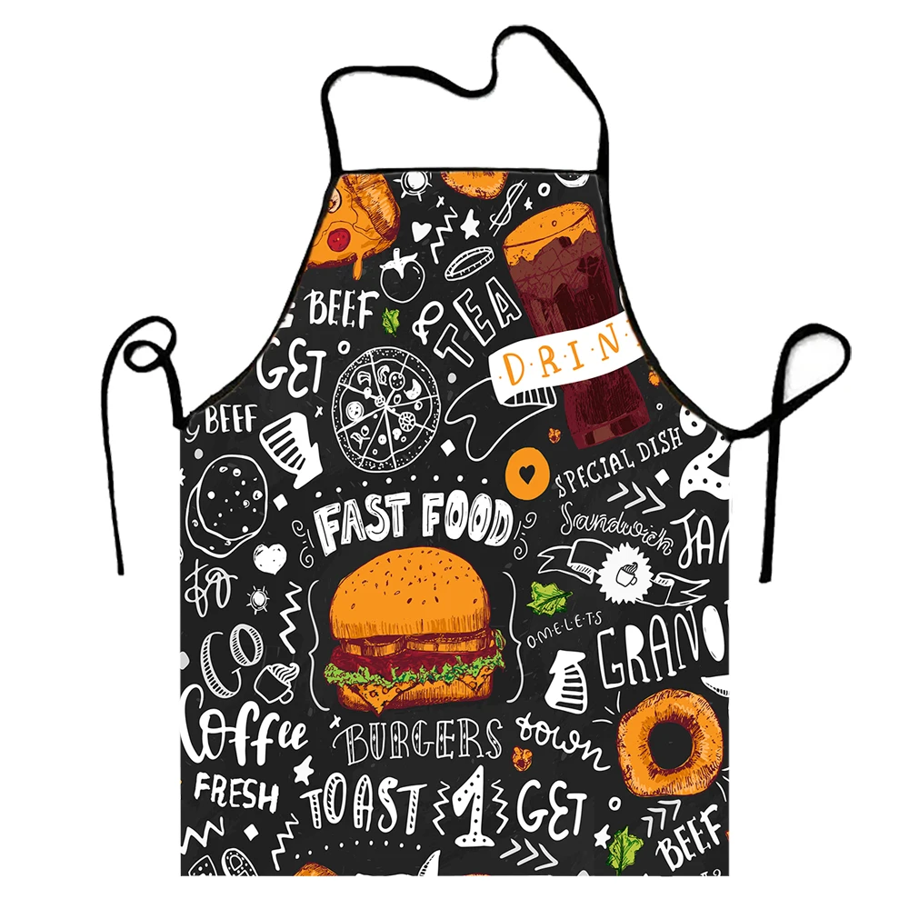 1pc modische Super Hamburger Muster Schürze wasserdicht für Küche & Haushalt Aufgaben Größe 50x75cm und 68x95cm Image