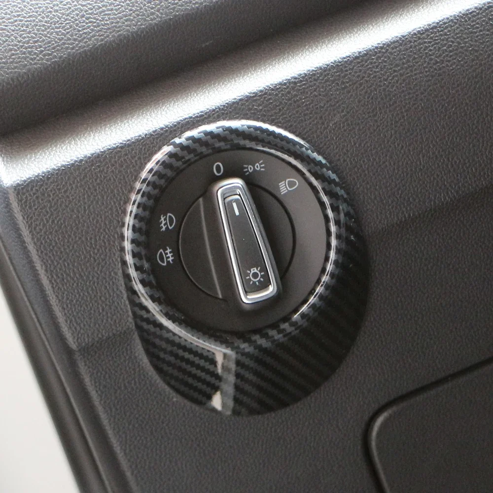 Auto Kopf Lampe Scheinwerfer Schalter Taste Abdeckung Trim Aufkleber für Volkswagen VW T-roc Troc 2018-2024 Zubehör Image