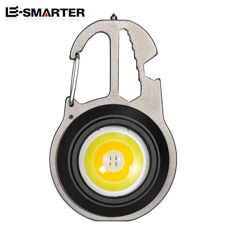 Super Mini leuchtende wiederauf ladbare LED-Lampe Multifunktion schlüssel ring Typ C Aufladen starkes Licht Outdoor tragbare Taschenlampe Image
