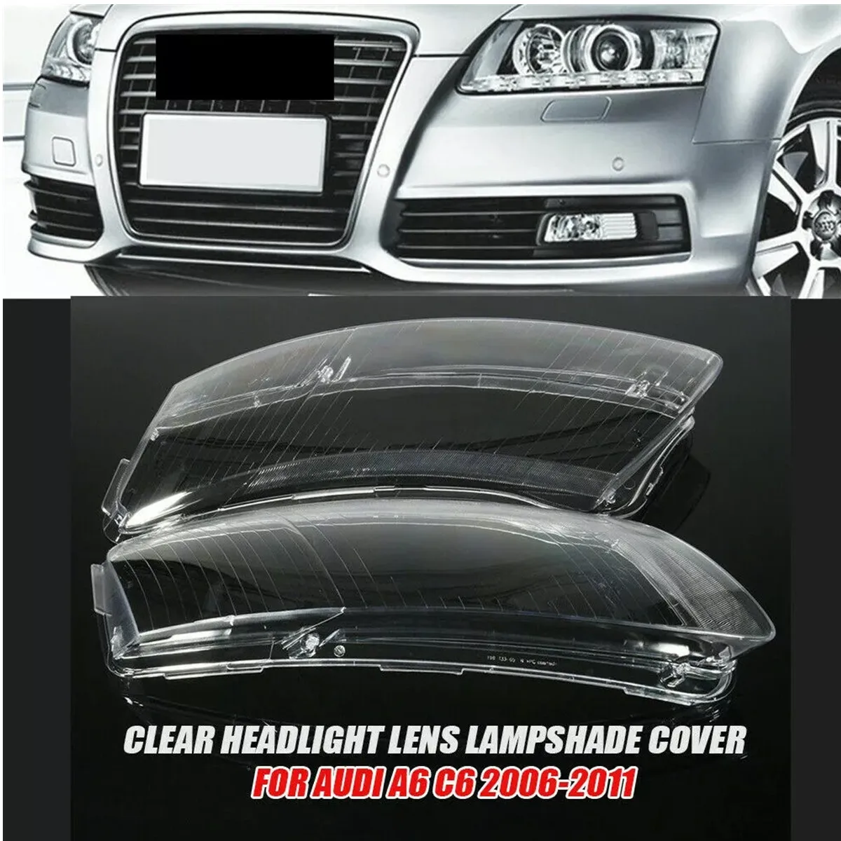 Links/Rechts Scheinwerfer Abdeckung Lampenschirm Scheinwerfer Abdeckung Scheinwerfer Shell Für Audi A6 C6 A6L 2004 2005 2006 2007 2008 2009 2010 2011 Image