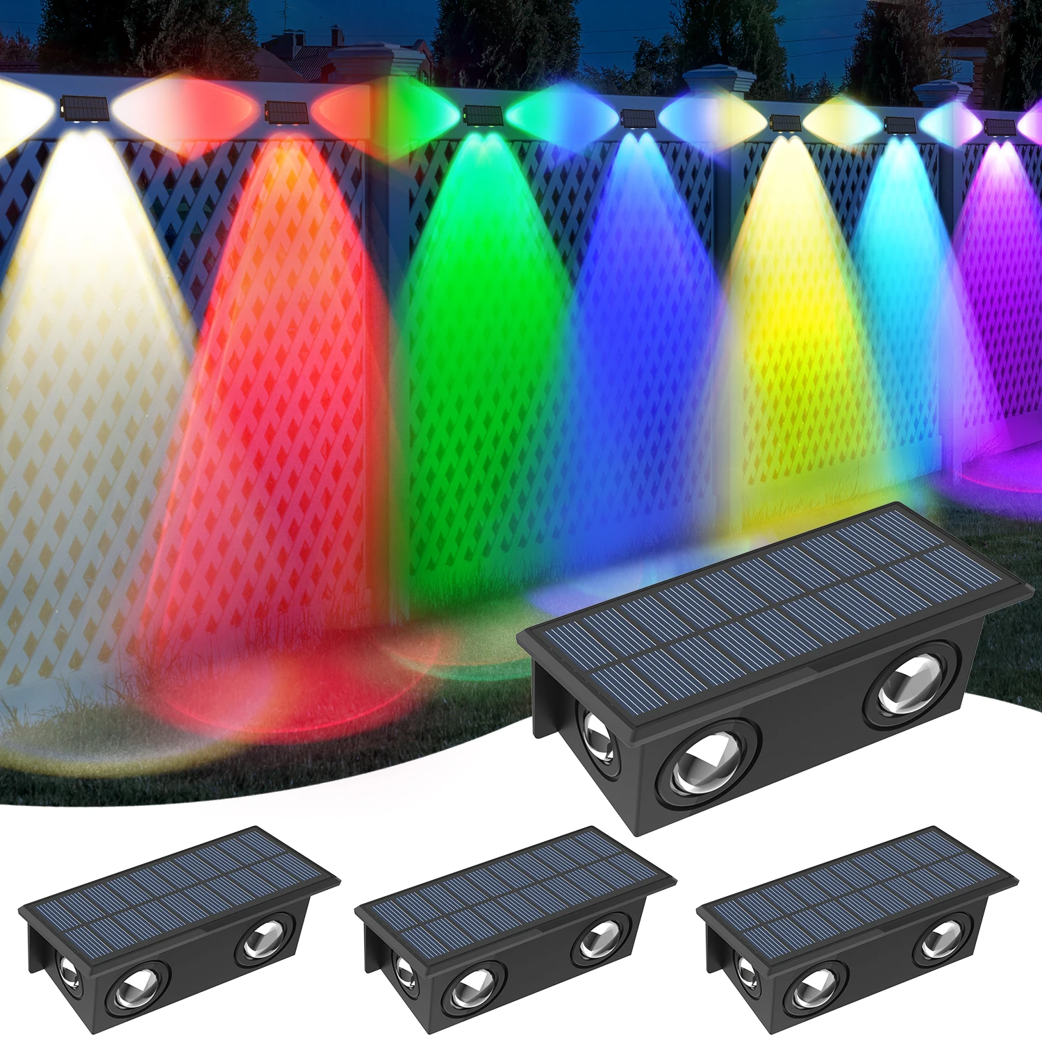 4pcs Solar zaun Licht RGB Farbwechsel Outdoor Garten Hof Dekor Schritt Lampe IP65 wasserdichten Weg Wand Treppe Lampe Balkon
