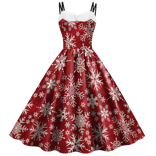 Robe De Noël Fantaisie père Noël Mrs. Claus Années 1950 pour Femmes Adulte Noël Mascarade la veille de Noël Soirée Noël Robe
