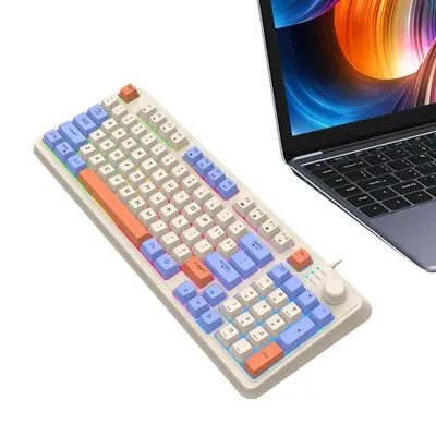 Backlit Game Keyboard Luminous PC Keyboard 94 Keys Separate Volume Buttons Compact Numeric Pad PC