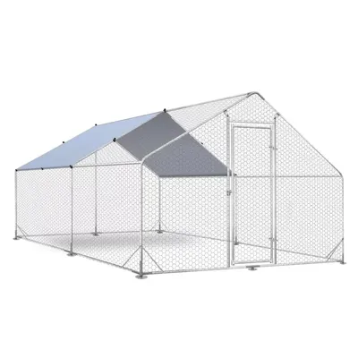 Outdoor Metal Chicken Coop Large Spire-Shaped Chicken Run with Waterproof and Anti-Ultraviolet Cover