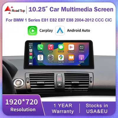 10.25" Wireless CarPlay Android Auto Car Multimedia Touch Screen For BMW 1 Series E81 E82 E87 E88