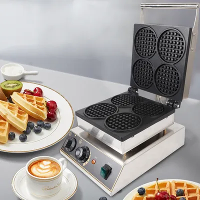 Household Goods Commercial Electric Mini Round Waffle Machine Baker Stainless Steel Food Clip With