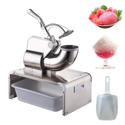 661LBS/H Commercial Ice Crusher 350W Electric Snow Cone Machine with 4 Blades Stainless Steel Shaved