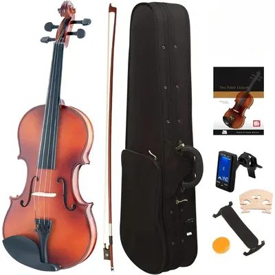 Violin 4/4 Full Set for Beginners - Fiddle MV 300 Satin Antique Finish Travel Case with Backpack