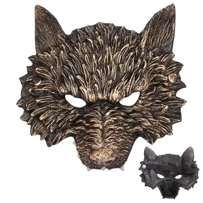 Wolf Masque Halloween Golden Half Face Masque Black Wolf Masque Animal Masquerade Halloween Costume