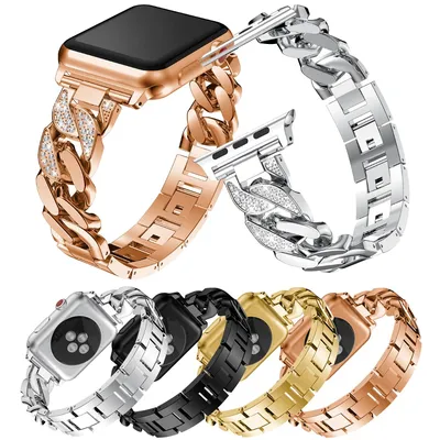Women Strap for Apple Watch Band 41mm 45mm Luxury Diamond Chains Metal Bracelet 38 42 40 44mm Iwatch