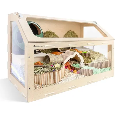 Vista Hamster Cage W/Oblique Opening Cage Door - MDF Aspen Small Animal Cage for Syrian Dwarf