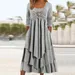 Women'S Casual Loose Dress Women'S Long Sleeve Dress Casual Crewneck Loose Flowy Ruched Dresses