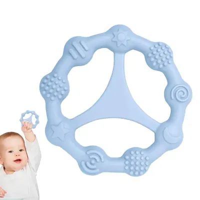 Teething Toys For Babies Textured Hand Teethers Ring Soft Food Grade Easy To Hold Hand Molar Teether