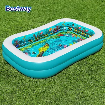 Bestway 54177 1PC Rectangular Inflatable Pool with 2 Pairs of 3D Eyes Underwater World 3D Pool