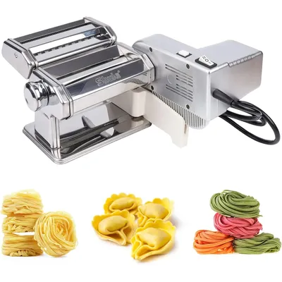 Electric Pasta Maker with Motor Automatic Pasta Machine with Hand Crank and Multifunctional Rollers