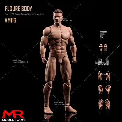 ANT 1/12 Male Strong Muscular Action Figure with Head Sculpt Gun Shoes Model AM116 6-inch Male