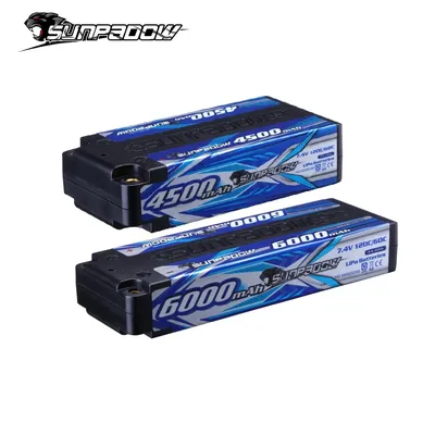 SUNPADOW Competition RC Lipo Battery 2S 4500mAh 6000mAh 120C60C with 4mm Bullet Connector for 1/10