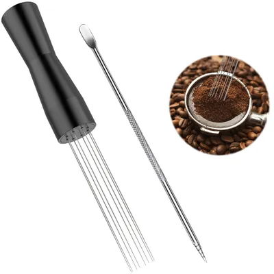 Stainless Steel Powder Needle Distributor Espresso Coffee Tamper Handle Filter Coffee Porfilter