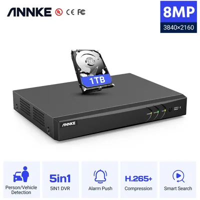 ANNKE H.265+ 4K DVR Ultra HD 5-in-1 8MP Surveillance DVR Output Video Recorder Remote Access Motion