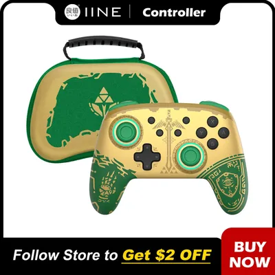 IINE Golden Joypad Wireless Controller Wake Up Auto Fire Function Compatible Nintendo