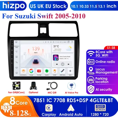 Hizpo Carplay 4G 10.1'' DSP Pro AI Voice 2 Din Android Auto Radio For Suzuki Swift 2003 - 2010 Car