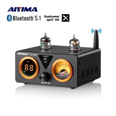 AIYIMA T9 PRO Bluetooth Tube Amplifier VU Meter Audio 100Wx2 HiFi Stereo Power Amplificador USB DAC