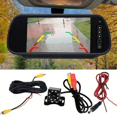 Car Rear View Backup Mirror Monitor 7 Inch Display Parking System Reverse Camera 8LED Night Vision