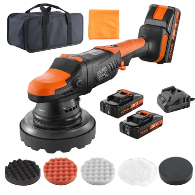 VEVOR 20V Cordless Buffer Polisher Brushless Dual Action Polisher with 4.0Ah Battery Random Orbital