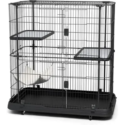 Prevue Pet Products Deluxe Cat Home With 3 Levels, Black , 39 LBS