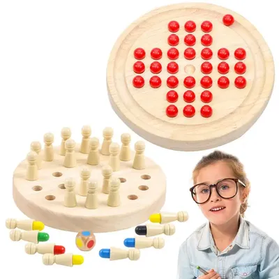 Wooden Chess Game Puzzle Memory Chess Toy Moderate Size Educational Montessori Toys For School