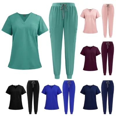 New Unisex Nurse Uniform Men Scrubs Set Beauty Uniform Women Hospital Surgical Suits Clinic Pet Shop