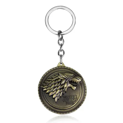 House Stark Wolf Head Badge Key Chains Pendant Ice And Fire Keyring Llaveros Of Movie Gifts