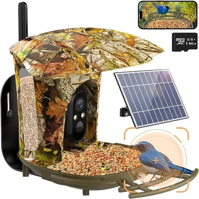 Smart Bird Feeder Camera,1080P HD,11000+ Bird Species Camera Auto Capture,6W Solar Panel Bird