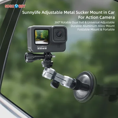 Sunnylife Aluminum Alloy Car Sucker Mount Suction Cup Bracket Phone Holder for Pocket 2/GoPro 10/