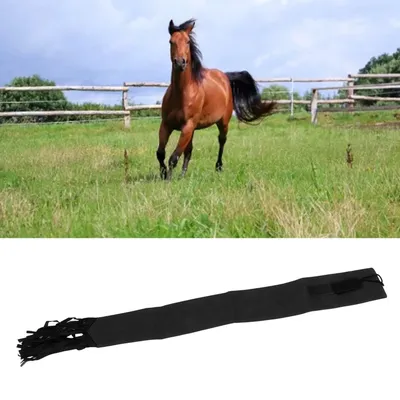 Horse Tail Protection Bag Non Woven Fabric Horsetail Guard with Fringe Hook and Loop Design Black