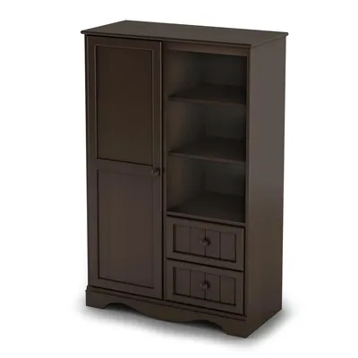 1-Door Armoire with Adjustable Shelves and Storage Drawers, Espresso