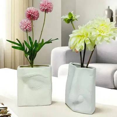 Face Vase For Flowers Elegant White Flowers Vase For Home Decor Ceramic Face Vases For Flowers