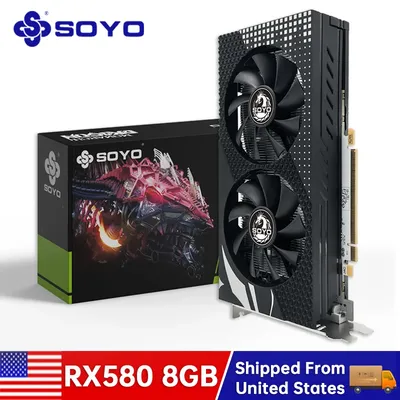 SOYO AMD Radeon RX580 8G Graphics Card GDDR5 Memory 256Bit Gaming Card PCIE3.0x16 HDMI DVI for