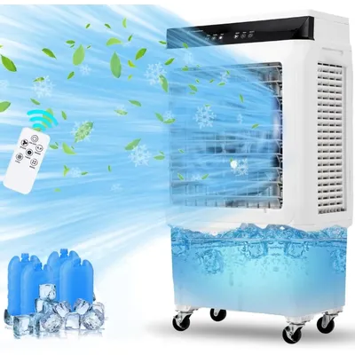 Evaporative Air Cooler, 1800CFM Swamp Cooler with Remote Control and 12H Timer, 4 Ice Packs, 3 Modes