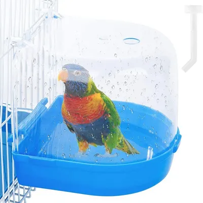 Hanging Bird Bath Cube Parrots Bathtub Shower Box Cage Accessory for Little Bird Canary Budgerigar