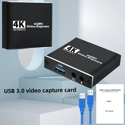 Audio and video capture card with 4K HDMI loop output,1080p 60fps recorder suitable for gaming/live