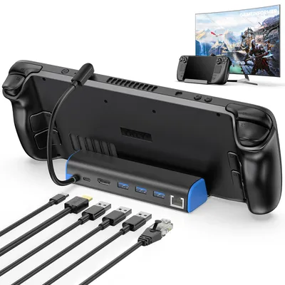 Steam Deck 6-IN-1 Docking Station With HDMI 2.0 4K@60Hz Gigabit Ethernet For TV/Display 3*USB 3.0